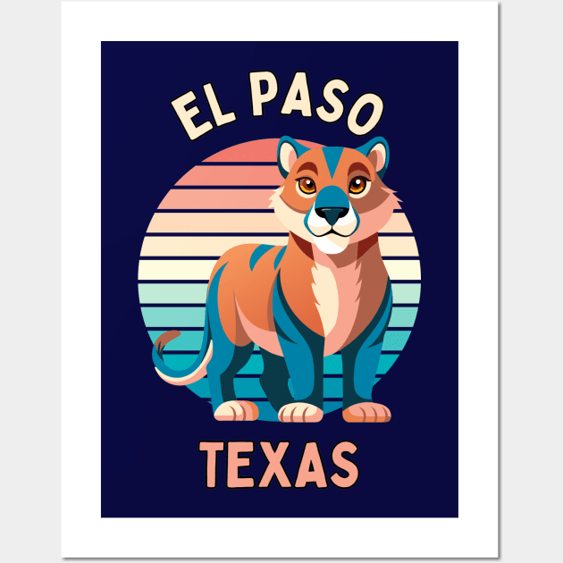 El Paso City Texas with Mountain Lion Wall Art by ravensart